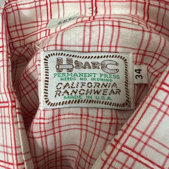H Bar C Ranchwear Western red plaid Shirt women snap buttons long sleeve  34 (S) - Picture 3 of 12